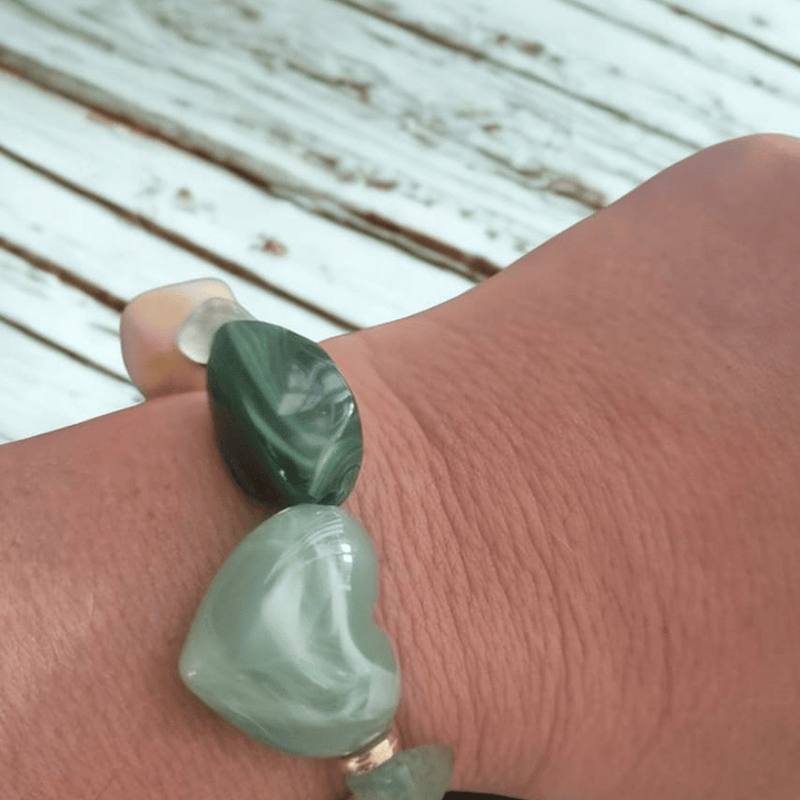 Pulsera piedra corazón-verde 1