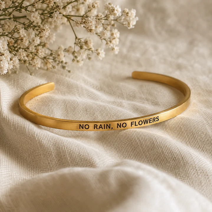 Pulseras de acero inoxidable-No rain, no flowers 1