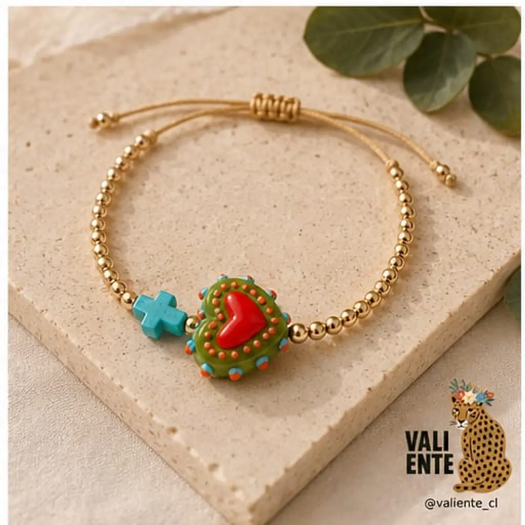 Pulseras corazón-cruz-roja- Verde 1