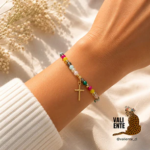 Pulsera Cruz mostacillas