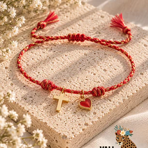 Pulsera de protección corazón cruz