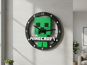 Reloj De Pared Analógico Minecraft Decorativo