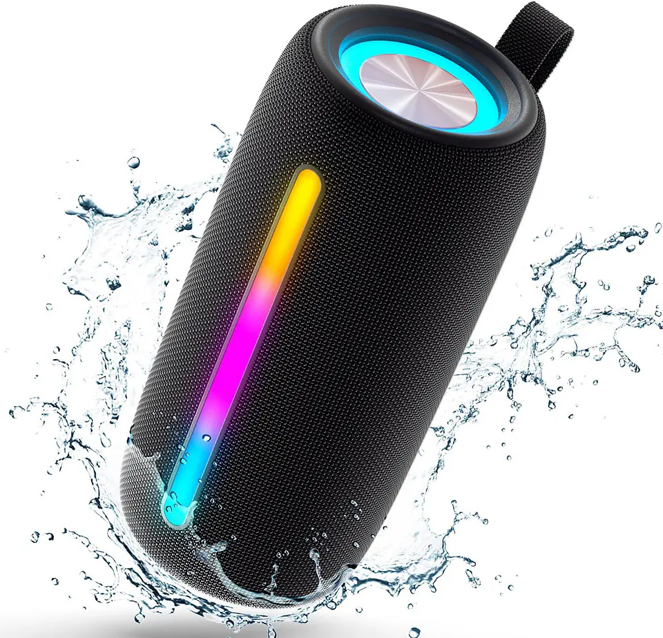 Parlante bluetooth portátil resistente al agua con luces LED 1