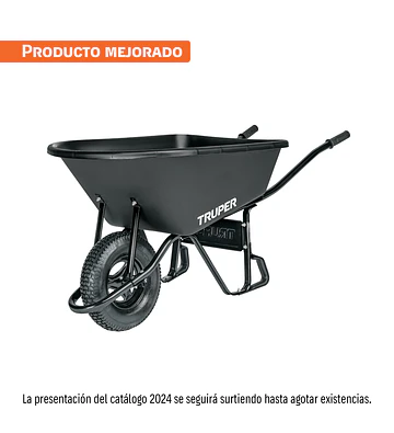 Carretilla concha plástica 6 ft3 Neumática, bastidor tubular