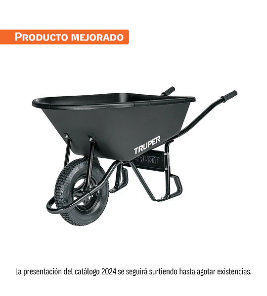 Carretilla concha plástica 6 ft3 Neumática, bastidor tubular - 