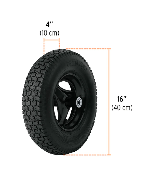 Carretilla concha plástica 6 ft3 Neumática, bastidor tubular - 