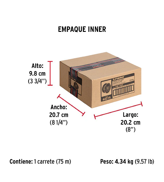 Cable rígido 1/8" acero 7x7 recubierto PVC, 75 metros