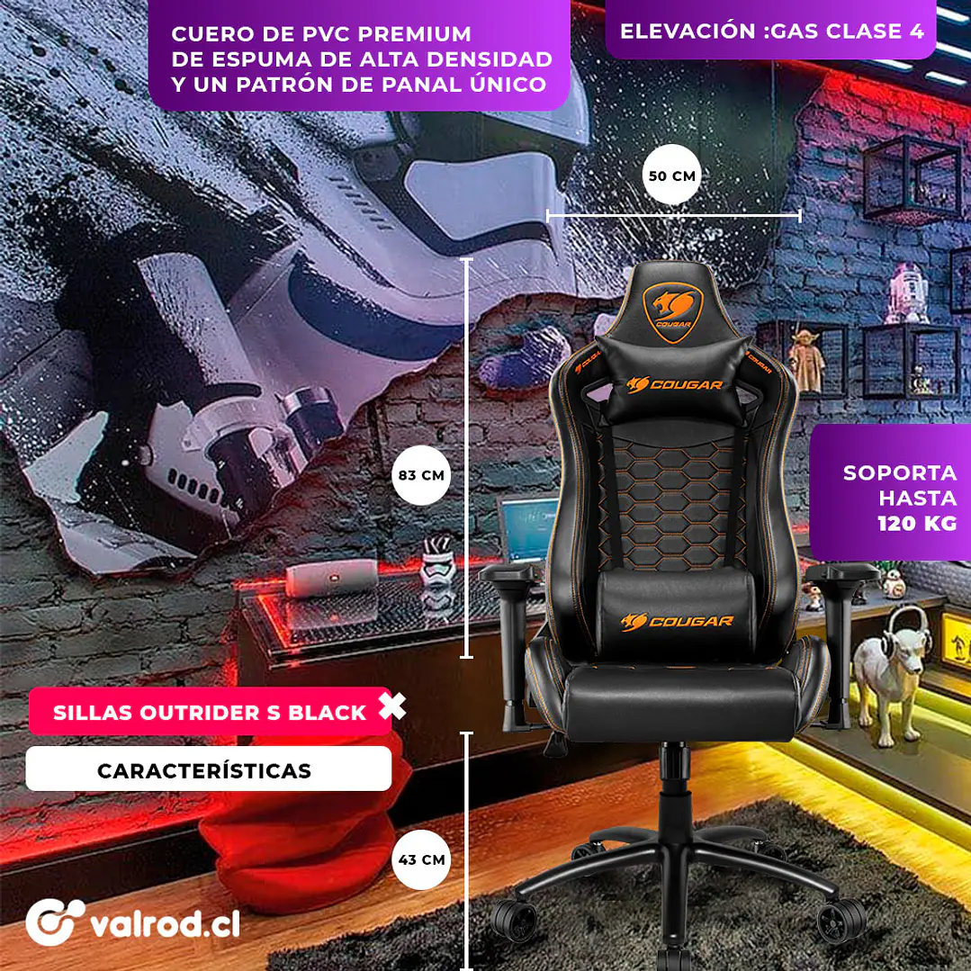 Silla Gamer Cougar Profesional Outrider S Black 2