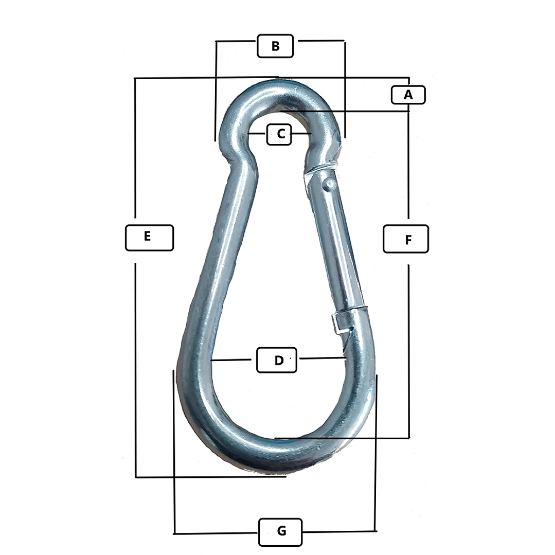 Mosquetón sin Argolla Acero galvanizado 7 X 70MM PACK 20 UN 3