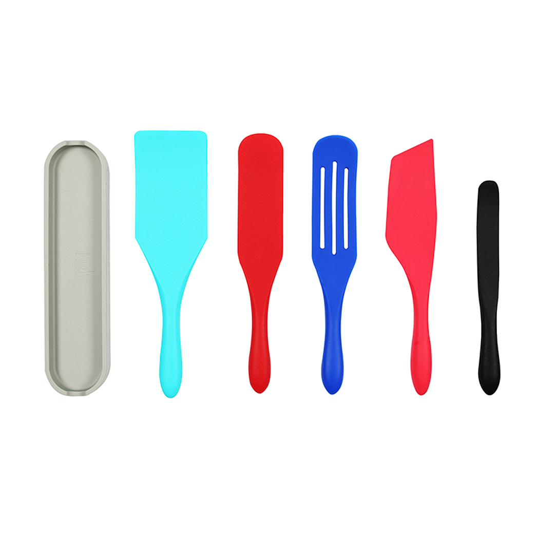 Set de 5 utensilios de silicona Mad Hungry Colores + base 1