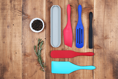 Set de 5 utensilios de silicona Mad Hungry Colores + base