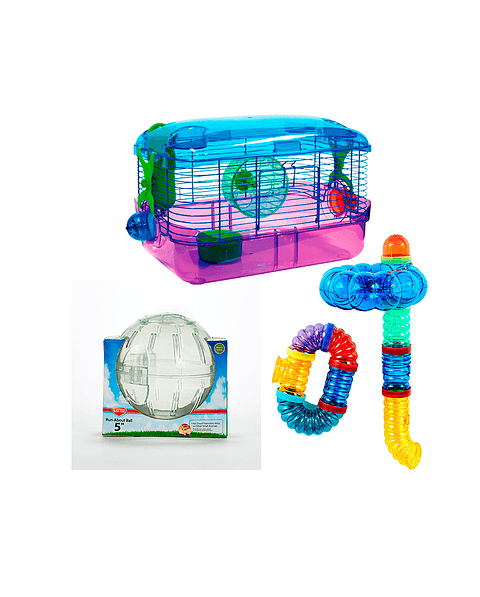 Combo Kaytee Jaula Lighted Habitat + Kit Loop D Loop + Ball Mini Moon
