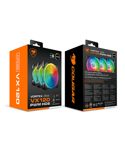 Pack 3 Ventiladores Cougar Vortex ARGB VX120