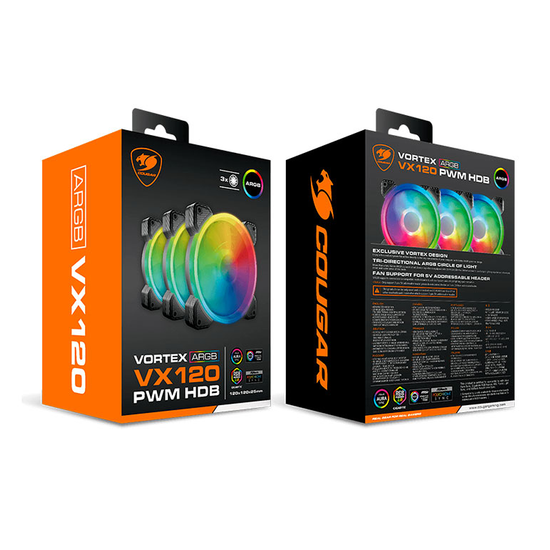 Pack 3 Ventiladores Cougar Vortex ARGB VX120 1