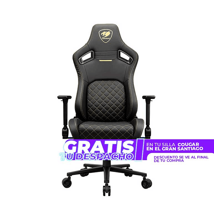 Silla Profesional Cougar Defensor Gold XL Apoyabrazos plegable 4D Cuero PVC 1