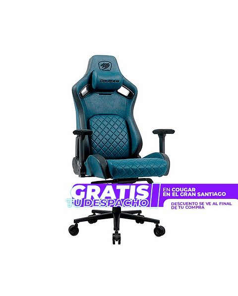 Silla Profesional Cougar Defensor S Navy Blue F  Apoyabrazos plegable 4D Cuero PVC suave