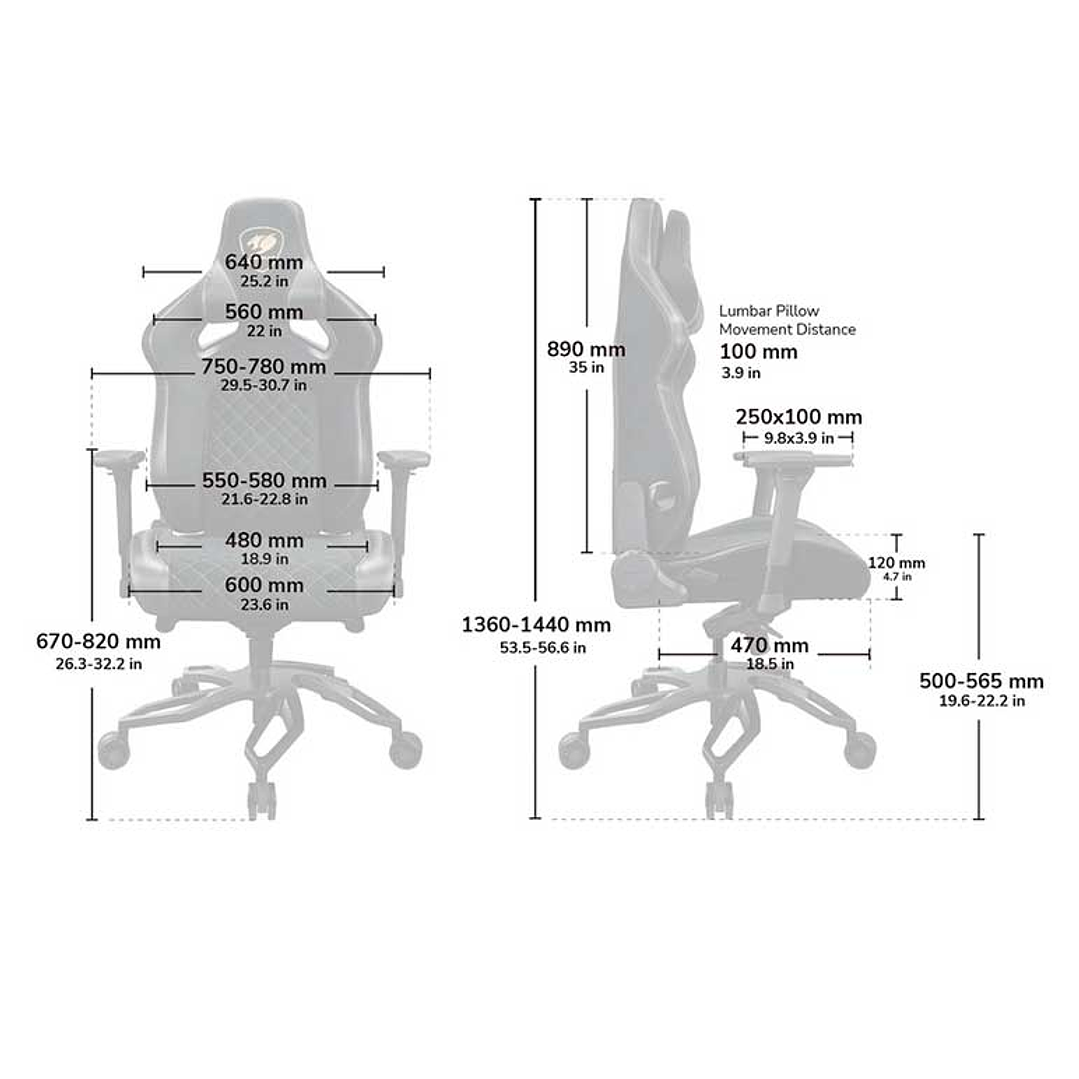 Silla Gamer Ergonómica Cougar Titan Pro V2 Gold F 7