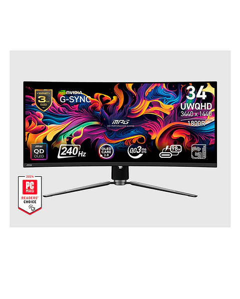 Monitor Gamer MSI 34” MPG 341CQPX QD-OLED 240HZ 0.03MS