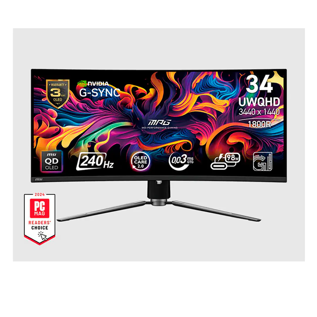 Monitor Gamer MSI 34” MPG 341CQPX QD-OLED 240HZ 0.03MS 1