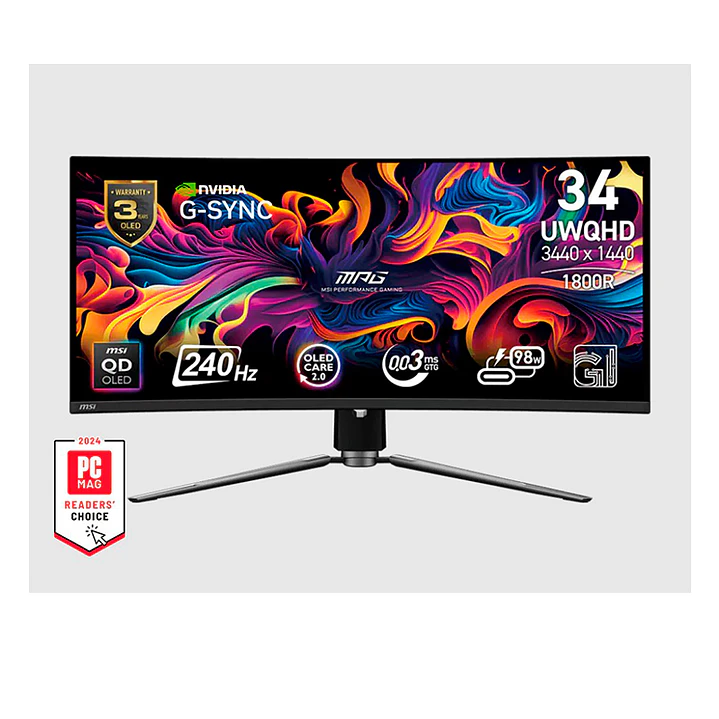 Monitor Gamer MSI 34” MPG 341CQPX QD-OLED 240HZ 0.03MS 1