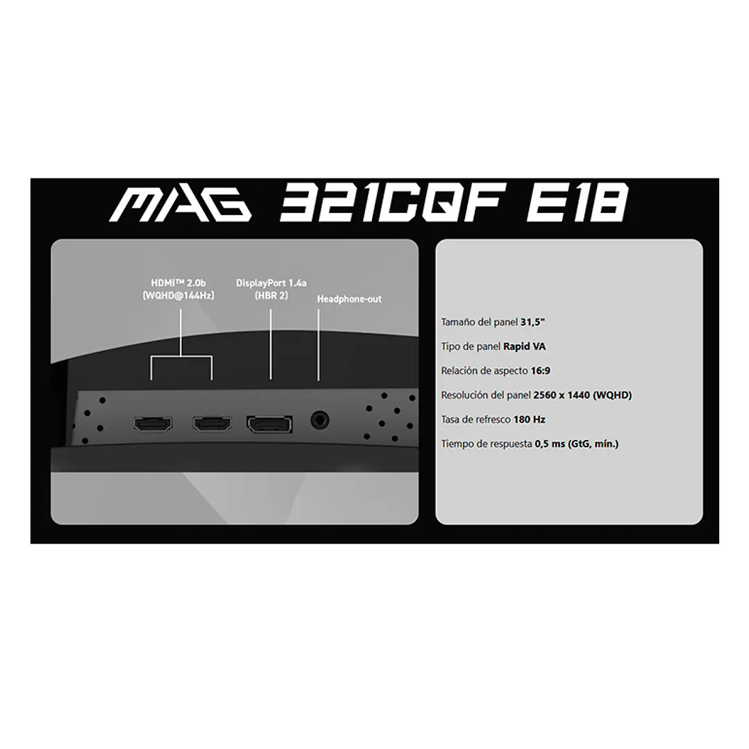 Monitor Gamer Curvo MSI 32” MAG 321CQF E18 180HZ 0.5MS 6