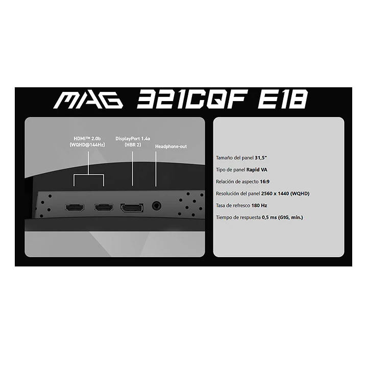 Monitor Gamer Curvo MSI 32” MAG 321CQF E18 180HZ 0.5MS 6