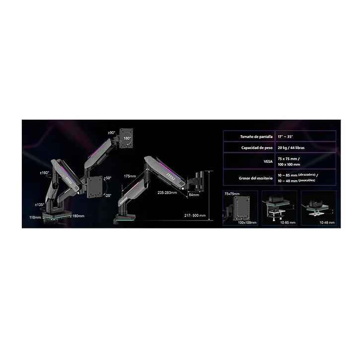 Soporte Doble MSI para monitores alta resistencia MPG MT201DR V2 7