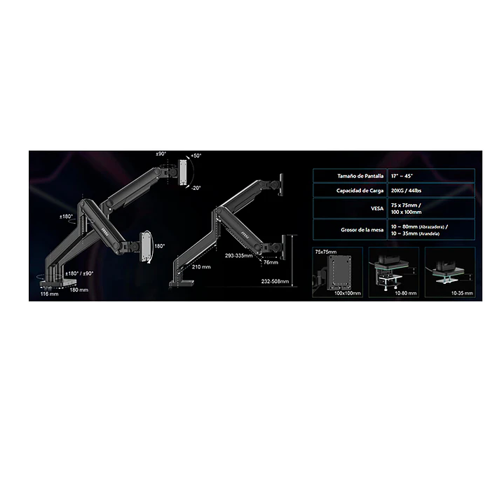 Soporte Doble MSI para monitores alta resistencia MAG MT201D 7