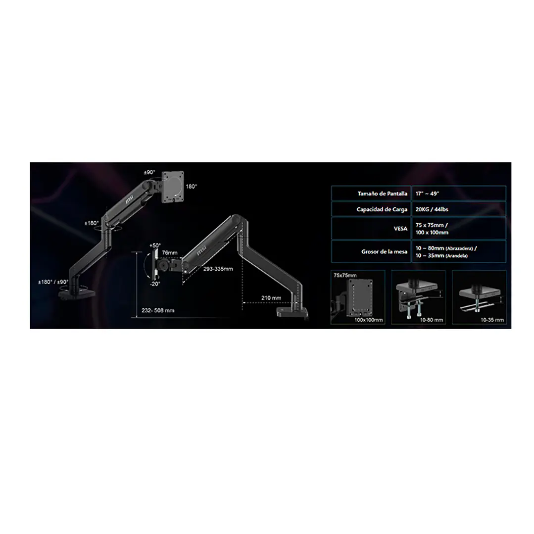 Soporte MSI para monitores alta resistencia MAG MT201 8