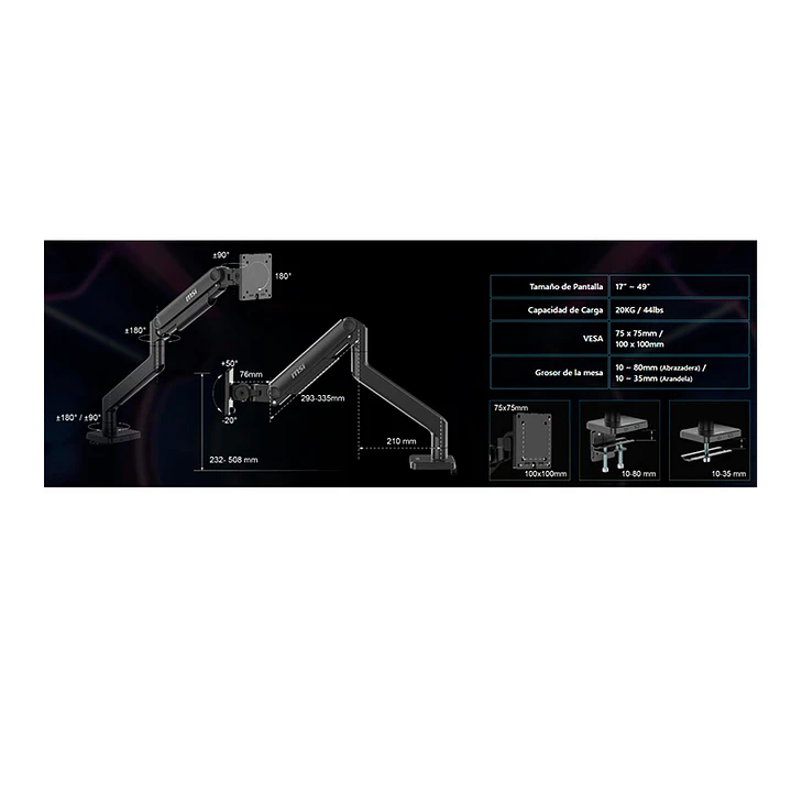 Soporte MSI para monitores alta resistencia MAG MT201 8