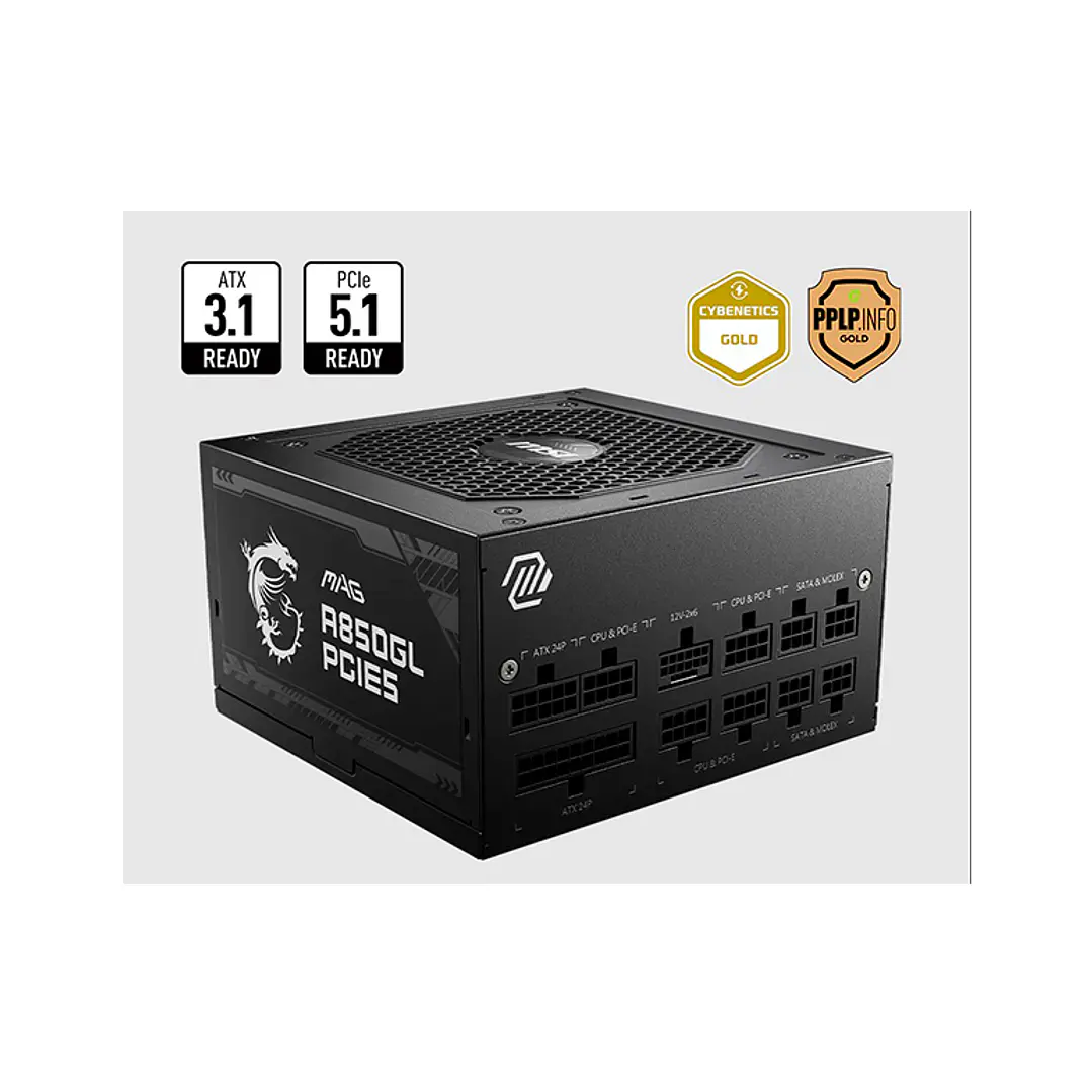 Fuente de poder MSI  850 W MAG A850GL PCIE5 ATX 3.0 1