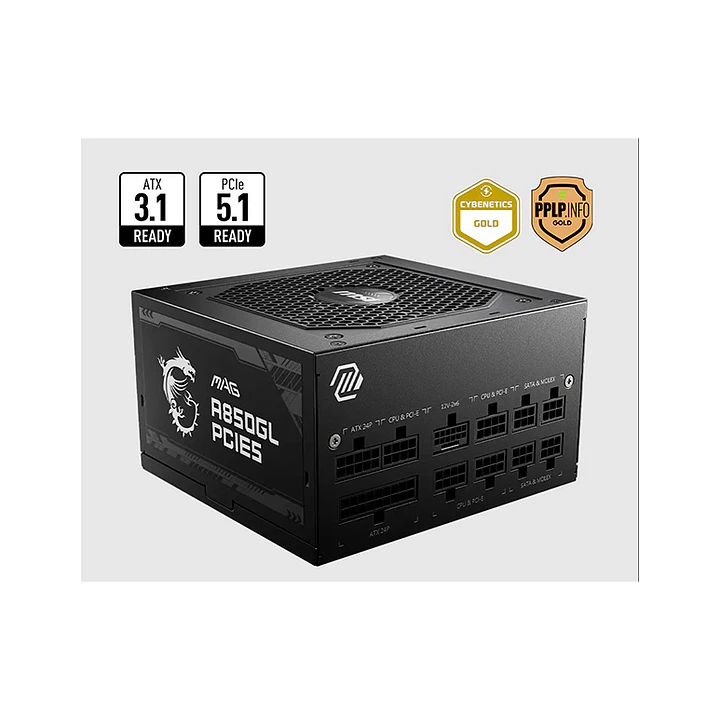 Fuente de poder MSI  850 W MAG A850GL PCIE5 ATX 3.0 1