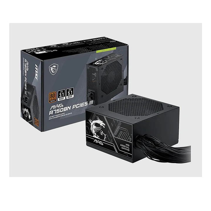 Fuente de poder MSI  750 W MAG A750BN PCIE5 III 4
