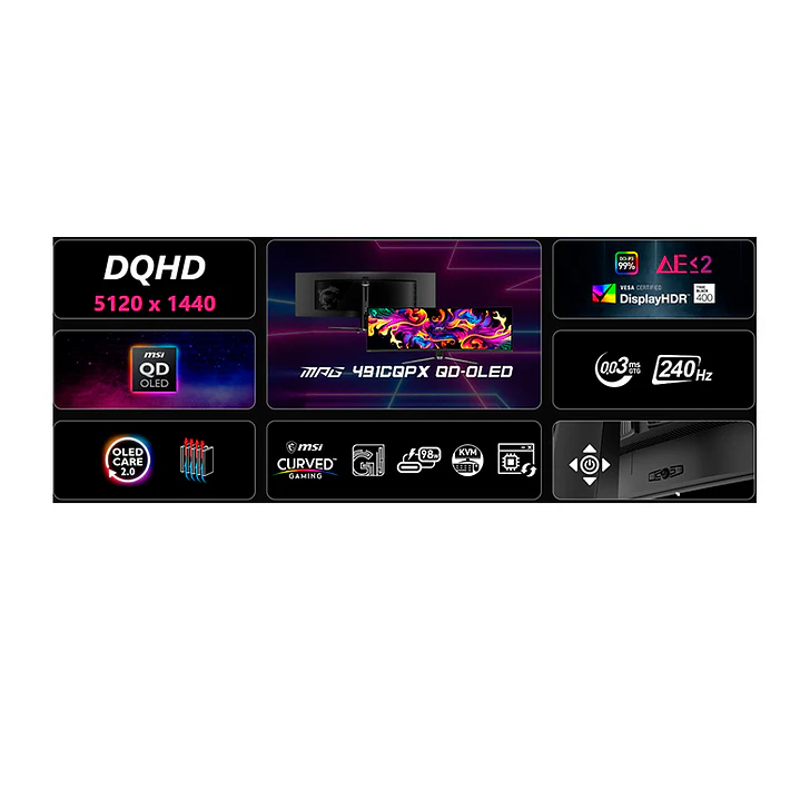 Monitor Gamer Curvo MSI 49” MPG 491CQPX QD-OLED 240HZ 0.03MS 6
