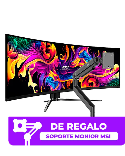 Combo Monitor Gamer Curvo MSI 49” MPG 491CQPX QD-OLED 240HZ 0.03MS + Brazo MT201 de regalo