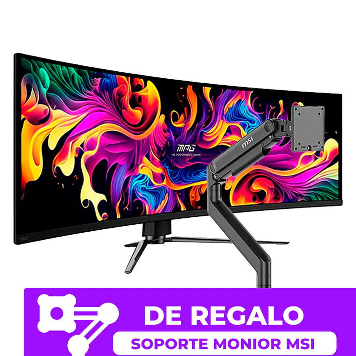 Combo Monitor Gamer Curvo MSI 49” MPG 491CQPX QD-OLED 240HZ 0.03MS + Brazo MT201 de regalo 1