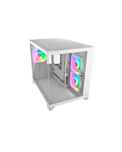 Gabinete Gamer Cougar Fv150 Mini Rgb white 3 Ventiladores
