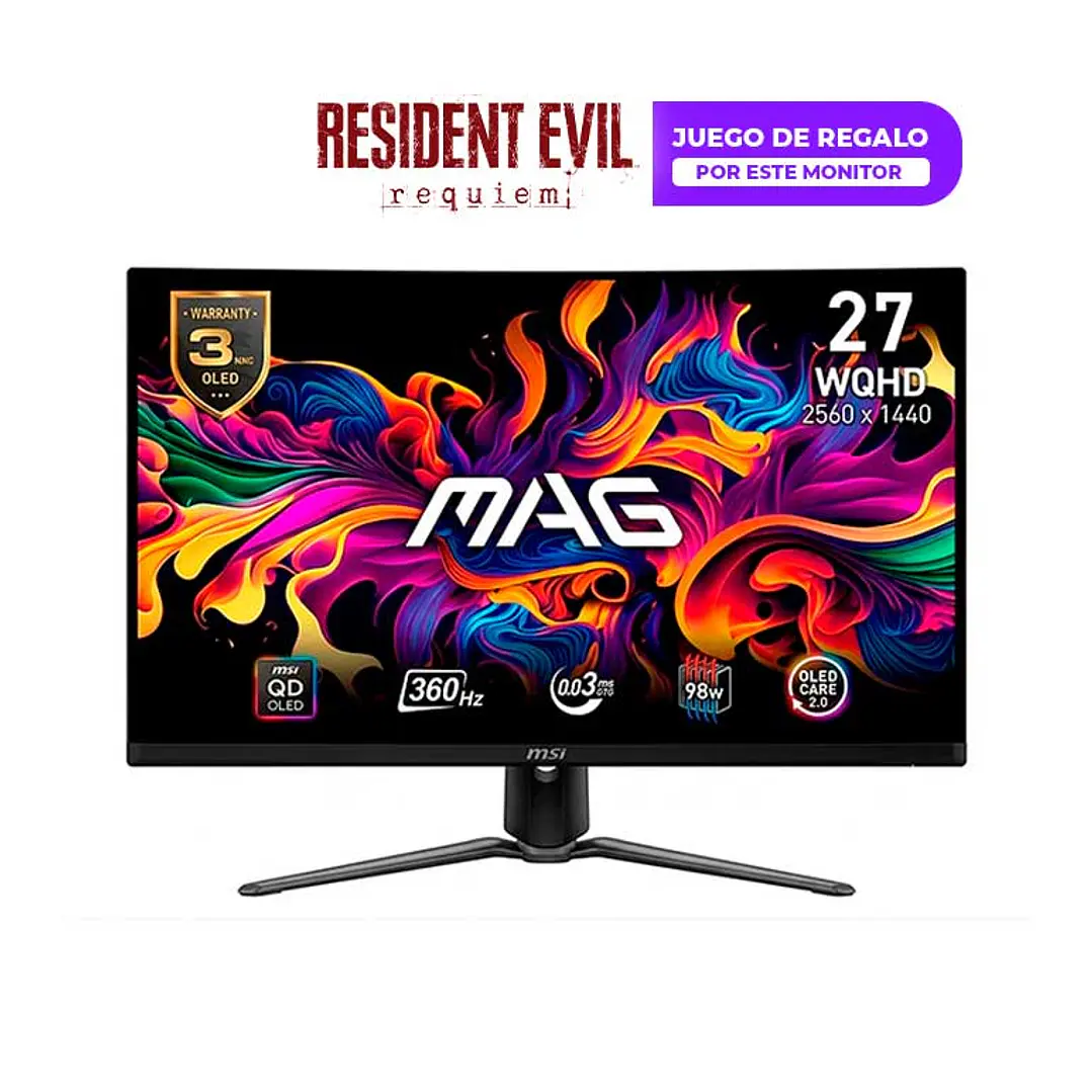 Monitor Gamer MSI 27” MAG 271QPX QD-OLED 360HZ 0.03MS 1