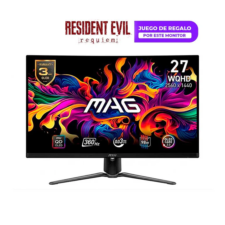 Monitor Gamer MSI 27” MAG 271QPX QD-OLED 360HZ 0.03MS 1