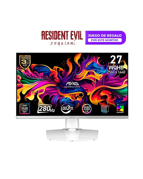 Monitor Gamer MSI 27” MAG 272QPW QD-OLED X28 280HZ 0.03ms