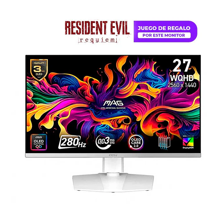 Monitor Gamer MSI 27” MAG 272QPW QD-OLED X28 280HZ 0.03ms 1