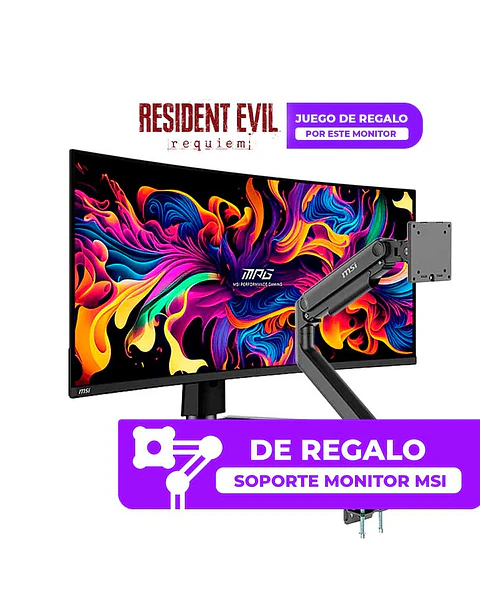 Combo Monitor Gamer Curvo MSI 34” MPG 341CQPX QD-OLED 240HZ 0.03MS + Brazo MT201 de regalo