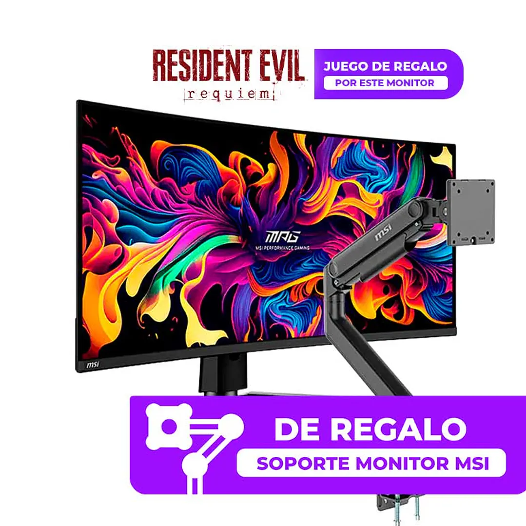 Combo Monitor Gamer Curvo MSI 34” MPG 341CQPX QD-OLED 240HZ 0.03MS + Brazo MT201 de regalo 1
