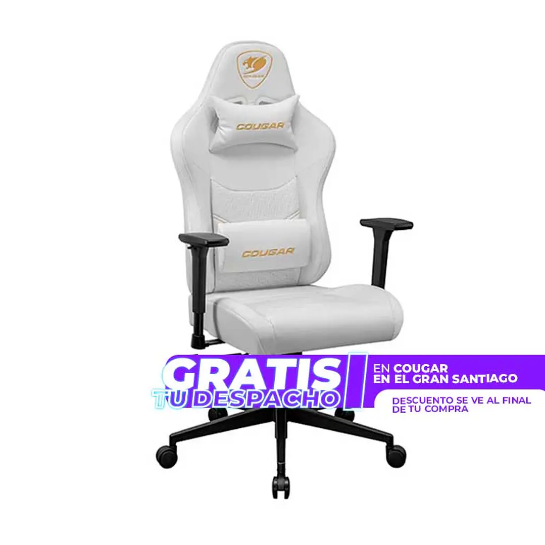 Silla Gamer Cougar PRYME White Cuero Reposabrazos 3D 1