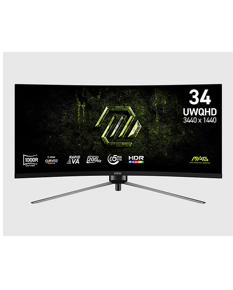 Monitor Gamer Curvo MSI 34” MAG 345CQRF E20 UWQHD 200 Hz 0.5ms