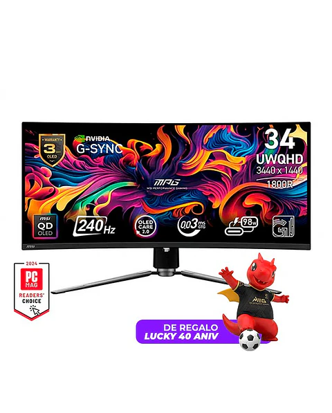 Monitor Gamer Curvo MSI 34” MPG 341CQPX QD-OLED 240HZ 0.03MS