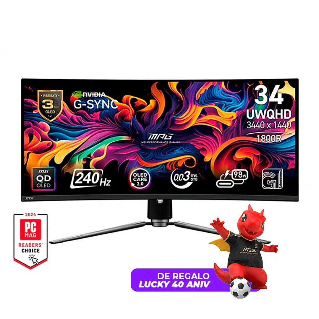 Monitor Gamer Curvo MSI 34” MPG 341CQPX QD-OLED 240HZ 0.03MS 1