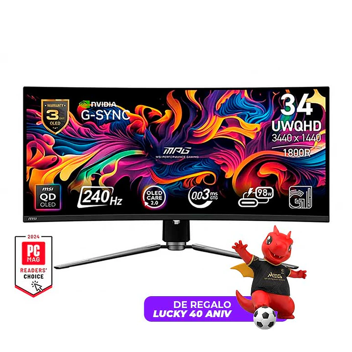 Monitor Gamer Curvo MSI 34” MPG 341CQPX QD-OLED 240HZ 0.03MS 1