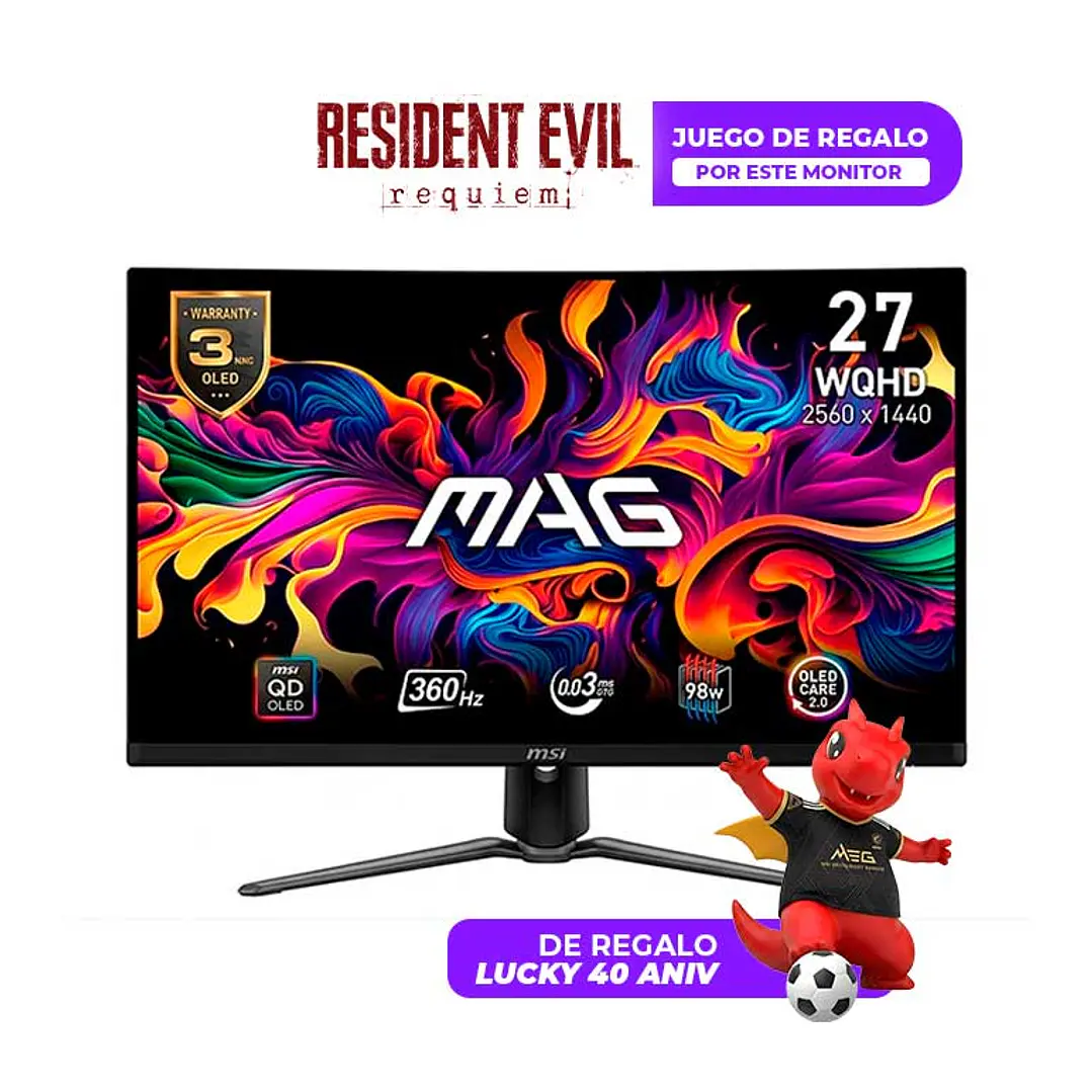 Monitor Gamer MSI 27” MAG 271QPX QD-OLED 360HZ 0.03MS 1