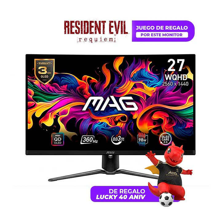 Monitor Gamer MSI 27” MAG 271QPX QD-OLED 360HZ 0.03MS 1